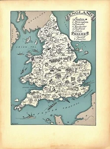 Antique map, England & Wales, Vernon Quin / Johst, 1931 - Picture 1 of 2