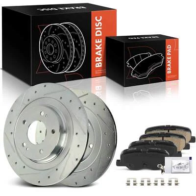 Rotor de freno trasero perforado y pastillas de freno de cerámica para RVR Mitsubishi Outlander 14-18 Foto 1 de 4