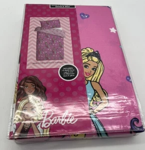 Barbie Single Quilt Cover Set Pink Rainbows Doll Princess Reversible Mattel 2022 - Picture 1 of 3