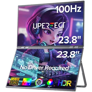 23,8 Zoll 1080P 100Hz Faltbarer Doppelbildschirm Tragbarer Monitore Freistehend - Bild 1 von 10