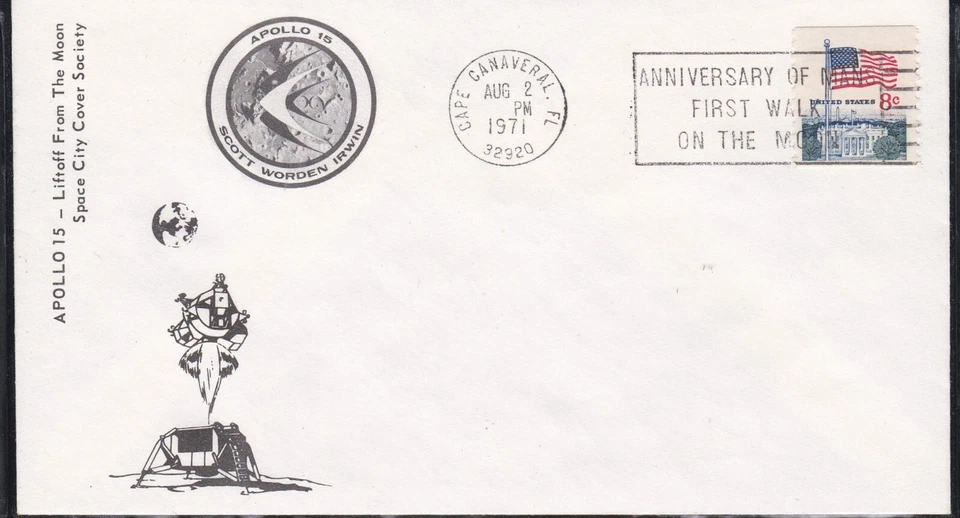 USA 1971 SPACE RELATED COVER APOLLO 15 LIFTOFF FROM MOON + CACHET - Image 1 of 1