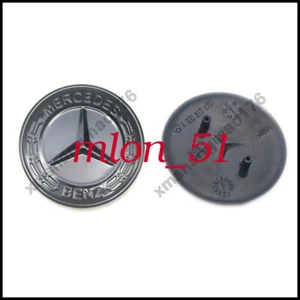 Mercedes-Benz Gloss Black Flat Hood Emblem Laurel Wreath GLC GLE GLS GL G ML GLK - Picture 1 of 9