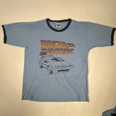 Винтажная мужская футболка Thunder Creek 90 Back to the Future Blue Ringer размер L - Изображение 1 из 4