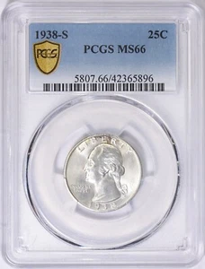 1938 S Washington Quarter PCGS MS66 Secured Holder Die Crack Error - Picture 1 of 2