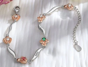 Personalized Birthstone Rose Bracelet for Mom - Custom Family Jewelry Gift for - Picture 1 of 10