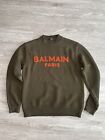 Balmain Paris Men Brown Logo Pullover Sweater Size L
