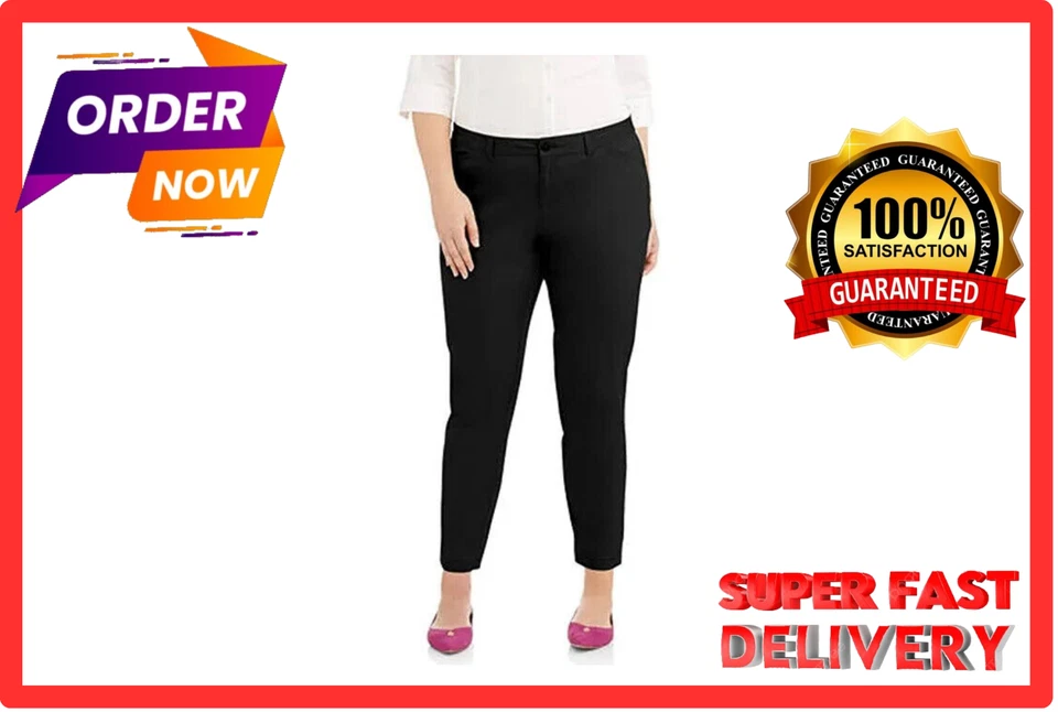 Faded Glory Dress Pants Women's Plus Size 24W Black Classic Chino         --A7-- - Image 1 of 3