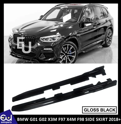 EU AUTO PARTS LTD FOR BMW G01 G02 X3M F97 X4M F98 2018+ GLOSS BLACK M TYPE SIDE SKIRT EXTENSION