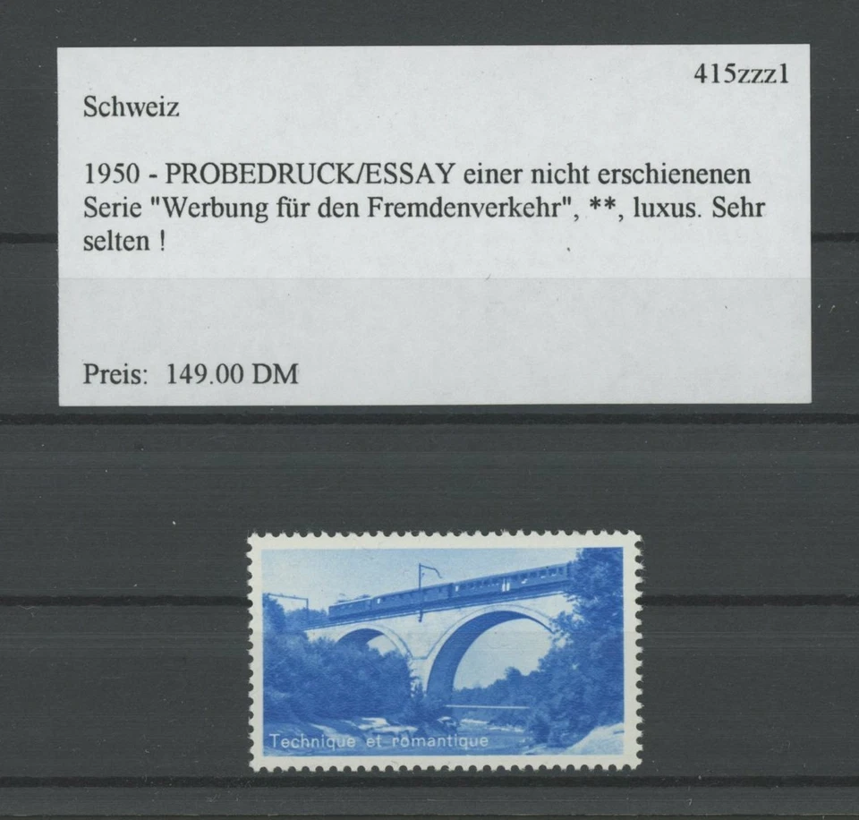 SWITZERLAND SPECIMEN 1950 ESSAY TRIAL TEST PRINT PROOF BRIDGE TRAIN (m2151 - Image 1 of 1