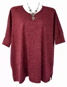 RIAH FASHION Los Angeles Women's Size XL Hacci Pocket Tunic Top Burgundy, NWOT - Picture 1 of 7
