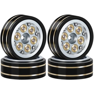 4pcs 1.1" Brass Counterweight Wheel Rims For SCX24 TRX4M FCX24 1/24 1/18 RC Car - Picture 1 of 6