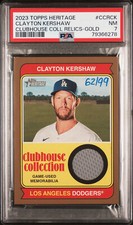 2023 Topps Heritage Clayton Kershaw Clubhouse Collection Relic Gold 62/99 PSA 7