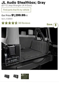 JL Audio Stealthbox for 2007-2017 Jeep Wrangler NO WOOFER SB-J-UNLTD4D/13TW5v2 - Picture 1 of 4