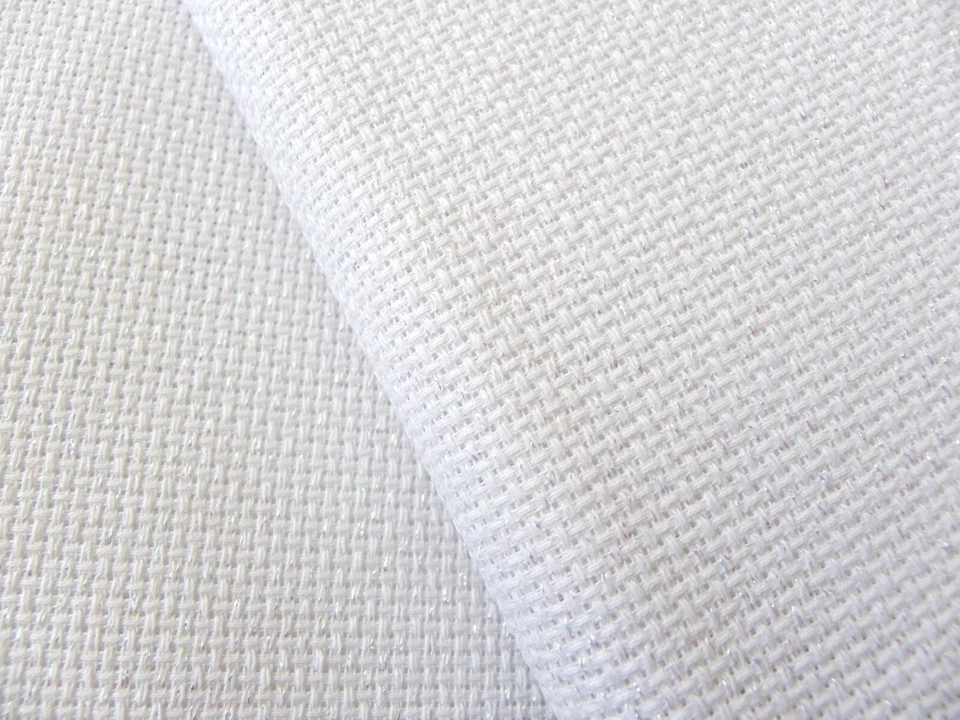 Pearl Snow Glitter 14 Count Zweigart Aida cross stitch fabric size options