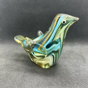 Mundgeblasene Glaskunst blau Wirbel Vogel Briefbeschwerer Figur Glasvogel Murano-Stil 3 Zoll - Bild 1 von 5