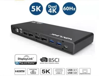 Wavlink USB 3.0 Universal Laptop Docking Station Dual Monitor 4k HDMI Displaypor - Image 1 of 4