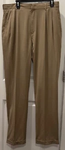 JOS. A. BANK TRAVELER 100% WOOL PLEATED CUFF DRESS PANTS-BEIGE- SIZE 35W X 34L - Picture 1 of 15