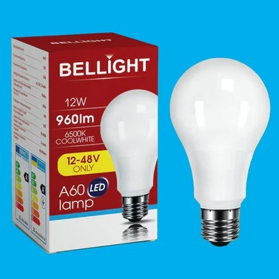 2x 12W =100W LED 12V 24V 48V Low Voltage GLS E27 Light Bulb 6500K Edison Screw - Image 1 of 3