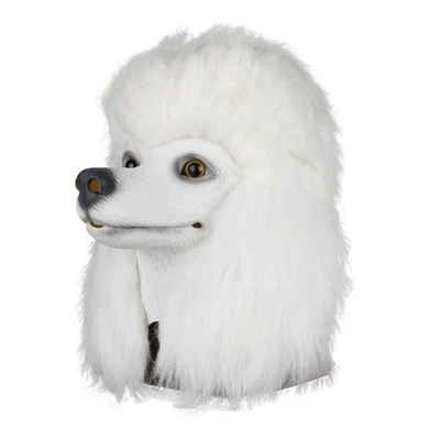 White Poodle Head Dog Mask Realistic Animal Latex Mask Halloween Cosplay Props - Image 1 of 4