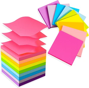 (18 Pads) Pop up Sticky Notes 3X3 Refills, Strong Adhesive Memo Pad Bulk with 9 - Picture 1 of 7