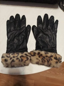 Wilson Leather Thinsulate Insulation Lined ~Black~ Leopard Cuff Size L  - Picture 1 of 5
