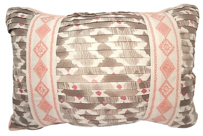 Pretty 17" Toss Pillow Sunham Home Fashions Embroidered Tufted Tan Peach Neutral - Image 1 of 4