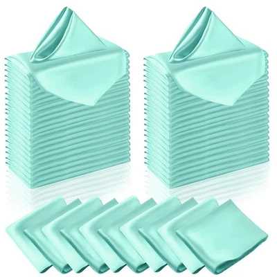 Servilletas de tela satinada verde como nuevas 50 piezas, tela cuadrada de 12 x 12 pulgadas para boda Foto 1 de 4