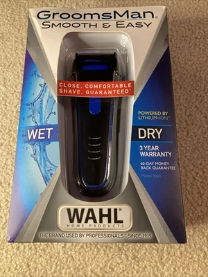Wahl Groomsman Smooth & Easy Shaver - Black/Blue (07063) - Image 1 of 4