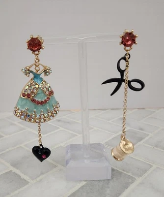 Betsey Johnson Seamstress Earrings SIGNED - Image 1 of 4