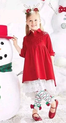 Chasing Fireflies Girl's Red Corduroy Lace Dress Size 7 OR 10 School Holiday  - Image 1 of 4