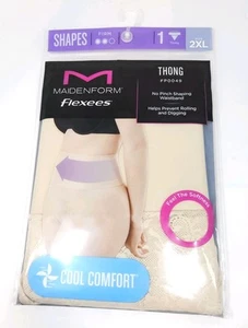 Maidenform 2XL Tame Your Tummy Lace Shaping Thong FP0049 Nude Cool Comfort Beige - Picture 1 of 12