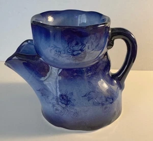 Taza de afeitar floral azul oscuro - Staffordshire, Inglaterra - Imagen 1 de 5