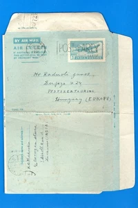 AEROGRAMME INDIA- Aeroplane 6As, from Lucknow to Hungary, 1951-# - Picture 1 of 1