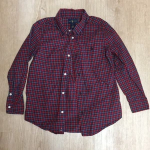 Ralph Lauren Little Boy’s 7 Red & Blue Plaid Button-Up Shirt 100% Cotton - Picture 1 of 5