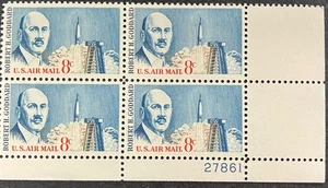 A 1964 Plate Block Honoring The Original Rocket Man - Robt. Goddard. Scott’s C69 - Picture 1 of 1