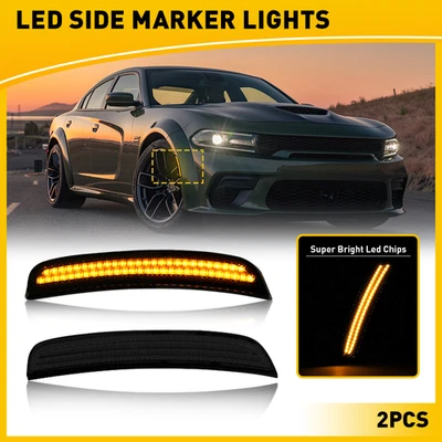 Fit Dodge Charger para-choque dianteiro fumaça LED luzes indicadoras laterais lâmpada de estacionamento LH+RH - Imagem 1 de 4