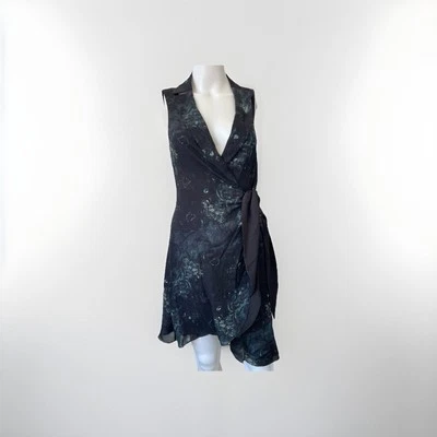 Vestido envolvente de seda floral Haute Hippie Moonlight negro verde sin mangas talla 0 nuevo con etiquetas Foto 1 de 4