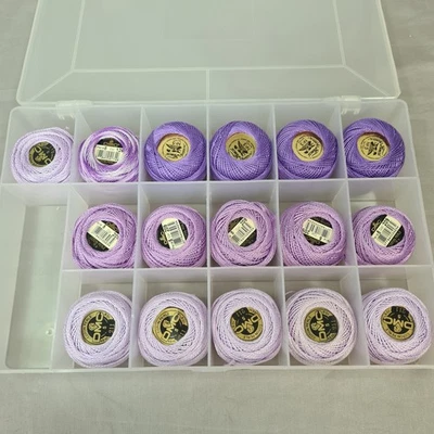 DMC and Presencia Finca Cotton Perle 5 x16 Balls 126,209, 211, 113/2 Pink Purple - Image 1 of 4