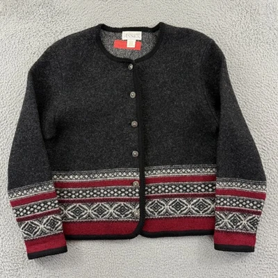 Vintage Casual Corner Annex Sweater Womens Gray Wool Fair Isle Button Cardigan - Image 1 of 4