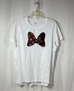 NWT Disney Women's Red,Black & Silver Minnie Mouse Bow Sequin Top - Size XL - Picture 1 of 5