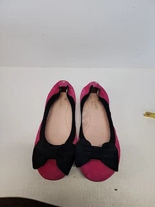 KATE SPADE New York Pink Velvet Balck Bow Ballet Flats Size 5 1/2 M - Picture 1 of 6