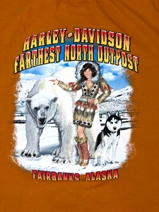 Harley Davidson Farthest North Outpost Alaska Polar Bear Men's Shirt Size XL - Picture 1 of 9