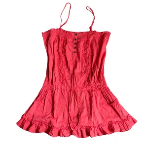 Denim & Co Dress UK14 Womens Pink Ruffle Hem Summer Boho Strappy Cotton Beach - Picture 1 of 16