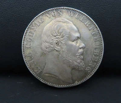 1871 Wurttemberg Franco Prussian War Silver German Siegesthaler - Image 1 of 2