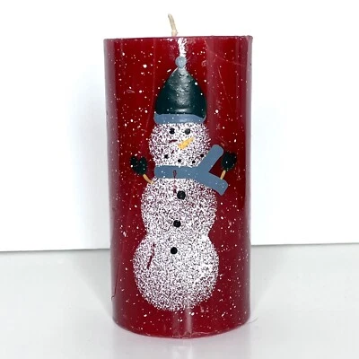 Pillar Candle Snowman Holiday 6 x 3” New Never Used Xmas Christmas Decoration - Image 1 of 4