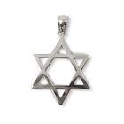 Solid 10K White Gold Star Of David Pendant Medallion, 0.9 Grams, Jewish, 3/4"