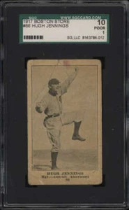 1917 Boston Store #86 Hugh Jennings SGC 10 pobres 1 estadounidenses de Detroit - Imagen 1 de 2