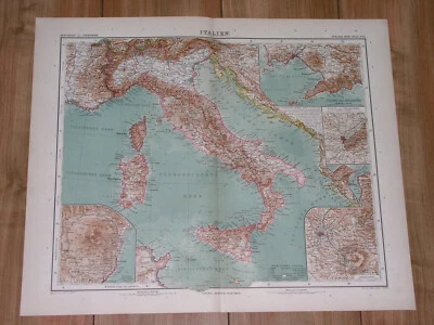 1911 ANTIQUE MAP OF ITALY ROME TUSCANY LOMBARDY SICILY SARDINIA NAPLES VENICE - Image 1 of 4