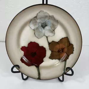 Papappi dipinti Pfaltzgraff 8,75" Piatto per insalata gres porcellanato grigio rosso fiori marrone chiaro - Foto 1 di 6