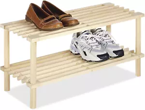 Small Shoe Rack Entryway Wooden Shoes Storage Shelf Wood Shelves Front Door Room - Picture 1 of 6